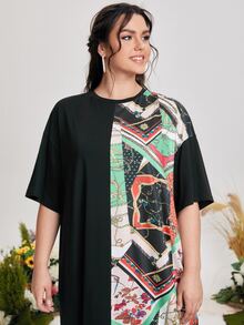 SHEIN Vestidos Tallas Grandes estampado de cadena Casual - Multicolor - Ver 5