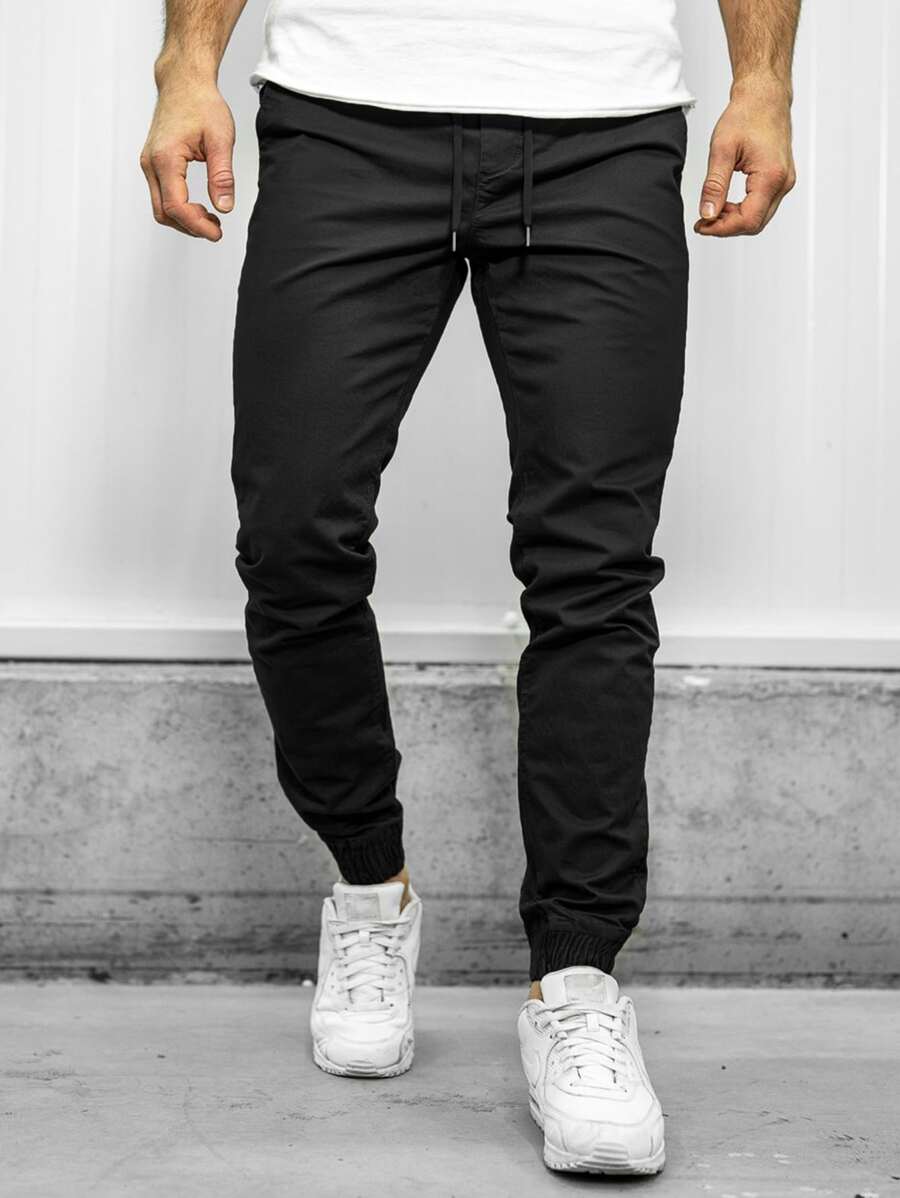 Manfinity Homme Pantalones entallados para hombre, otoño - Negro - Ver 1