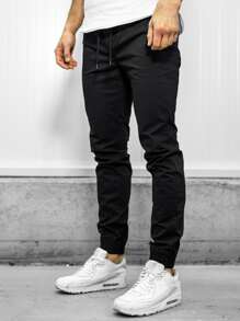 Manfinity Homme Pantalones entallados para hombre, otoño - Negro - Ver 3