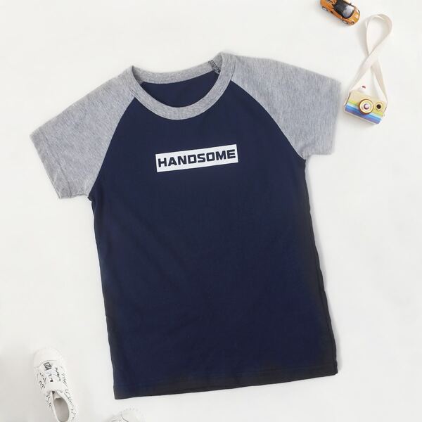 

Toddler Boys Letter Graphic Baseball Tee, Navy blue