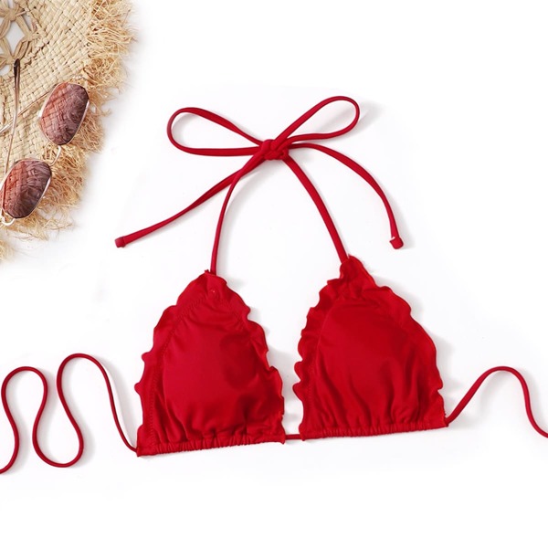 

Halter Triangle Bikini Top, Red