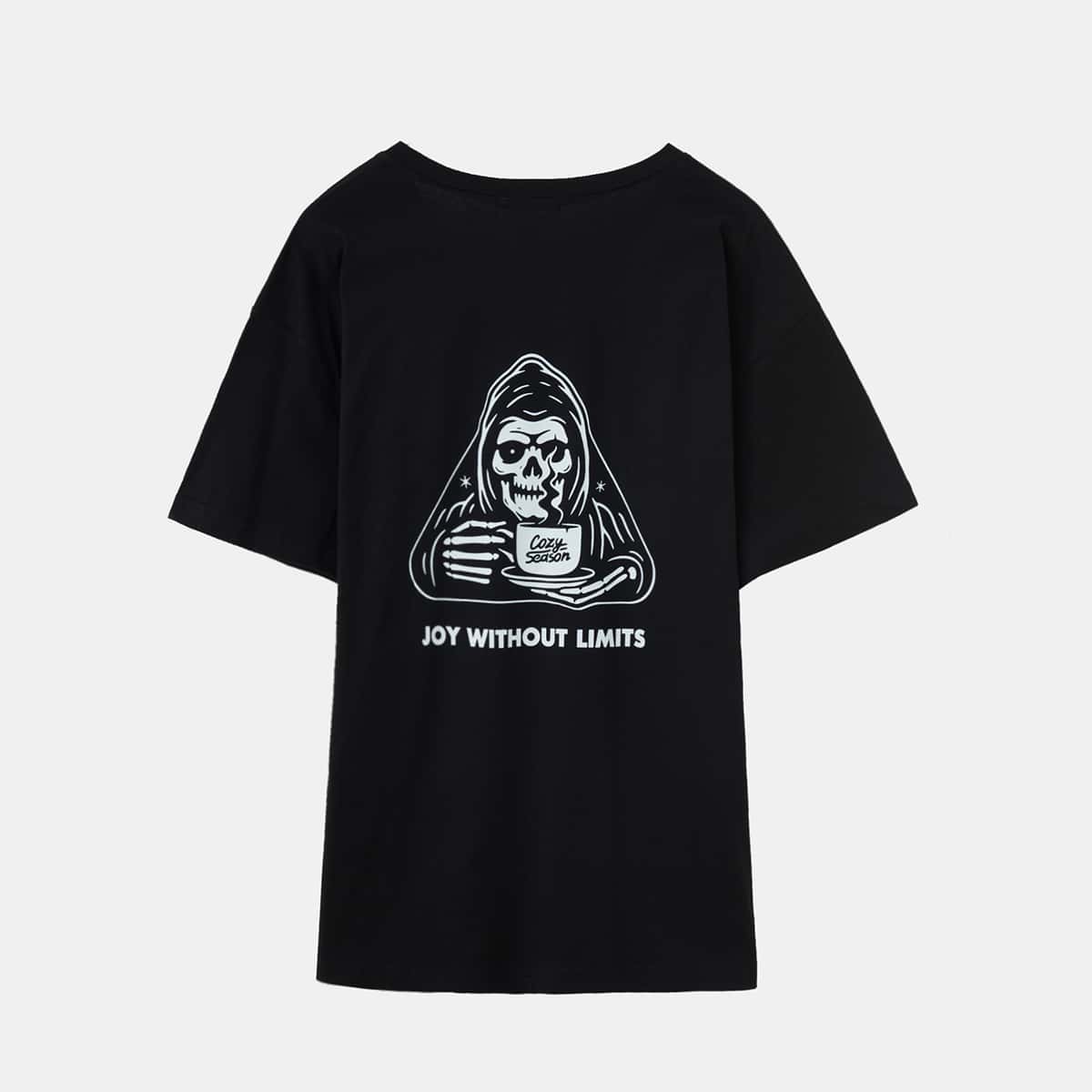 

Letter Skull Graphic Tee, Black