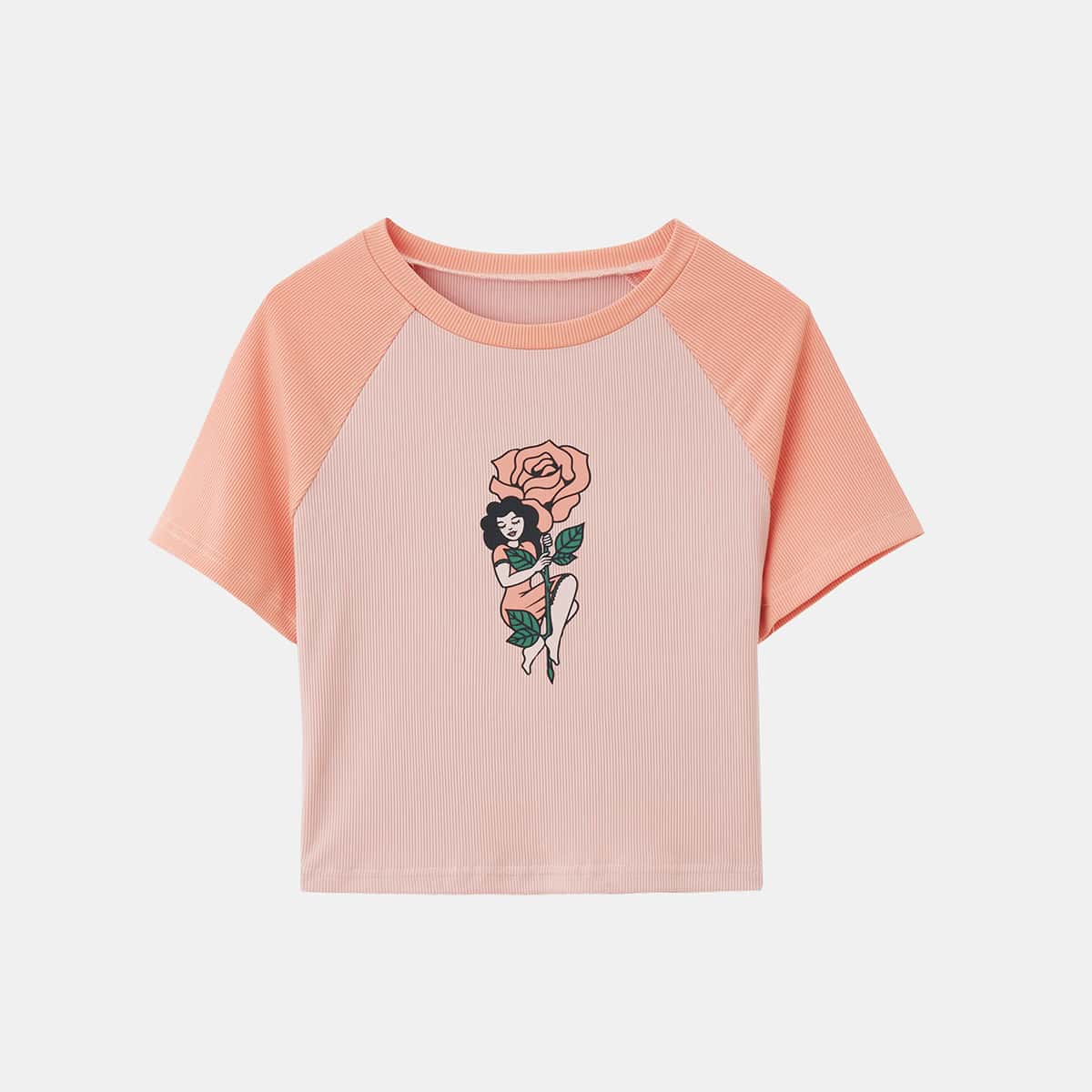 

ROMWE X Lukaskroldesign Rose & Figure Graphic Tee, Multicolor