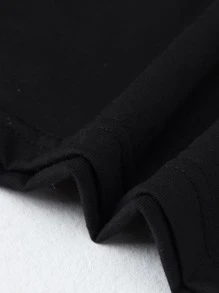 SHEIN Girls Letter & Cartoon Graphic Ruffle Tee - Black - View 4