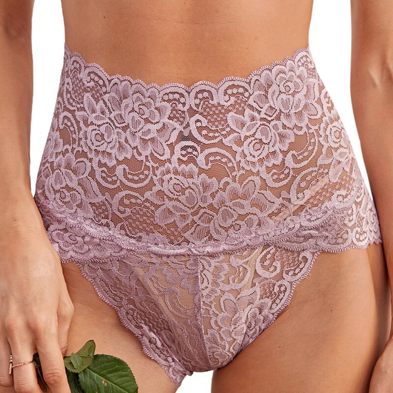 

Floral Lace High Waist Panty, Dusty pink