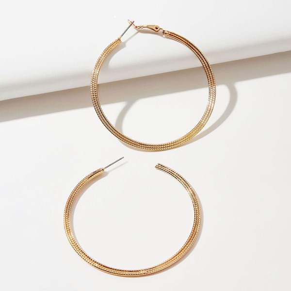 

Textured Metal Hoop Earrings, Gold