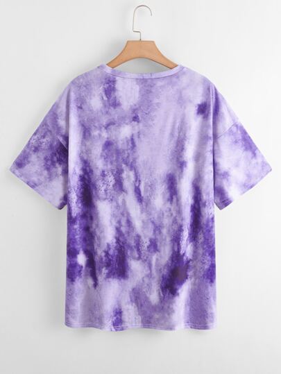 Plus Drop Shoulder Graphic Print Tie Dye Tee