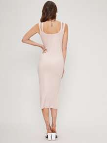 SHEIN Split Thigh Dress - Baby Pink - View 2