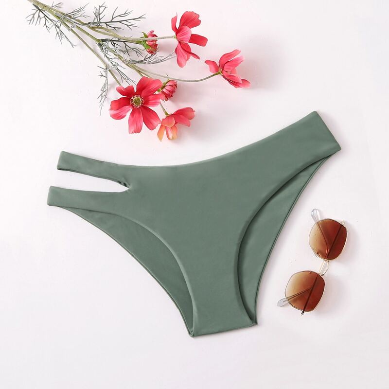 

Solid Cut Out Bikini Bottom, Army green