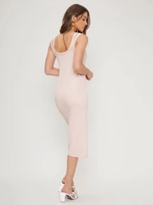 SHEIN Split Thigh Dress - Baby Pink - View 10
