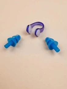 Conjunto De Clip De Nariz Impermeable Y Tapones Para Los Oídos Para Nadar - Azul - Ver 2