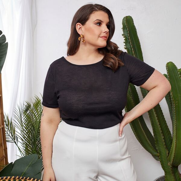 

Plus Strappy Cut Out Wrap Back Top, Black