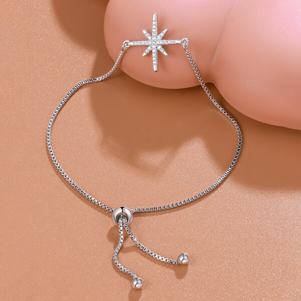 

Zircon Decor Bracelet, Silver