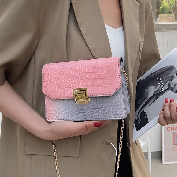 

Metal Lock Croc Embossed Chain Crossbody Bag, Multicolor