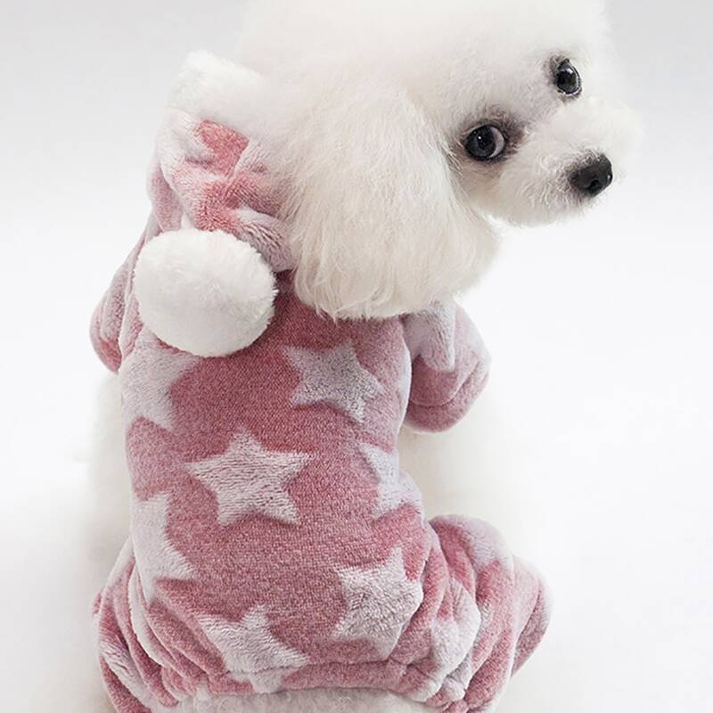 

Star Print Plush Pet Pajama, Pink