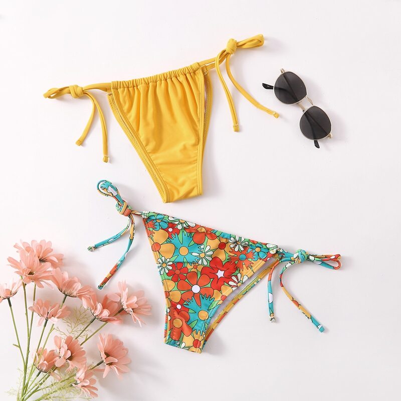 

2pack Floral Tie Side Bikini Bottom Set, Multicolor
