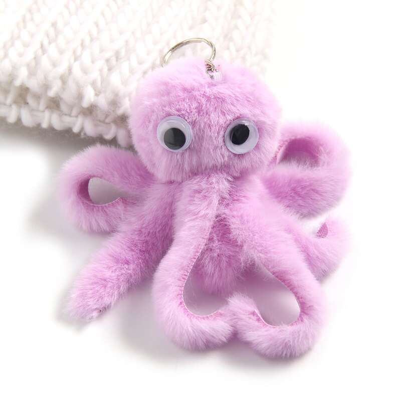

Octopus Design Plush Keychain, Purple