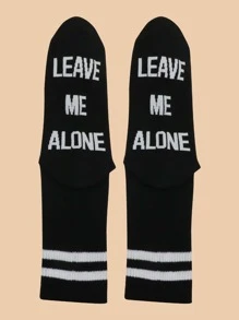 Men Letter Graphic Crew Socks - Black - View 2