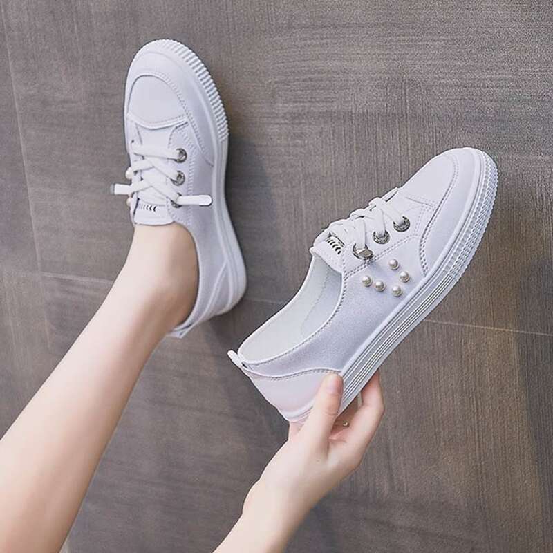 

Studded Lace-up Skate Shoes, White
