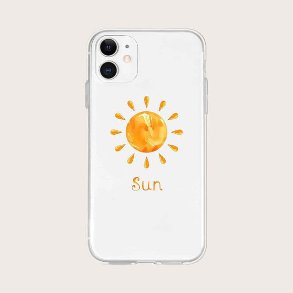 

Sun Pattern Clear Phone Case, Gold