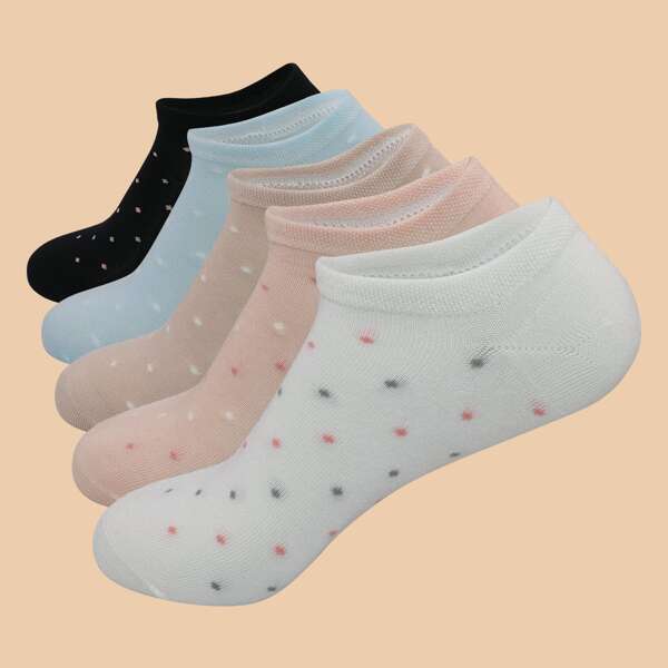 

5pairs Polka Dot Socks, Multicolor