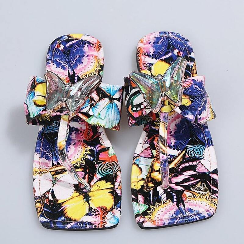 

Rhinestone Butterfly Thong Sandals, Multicolor