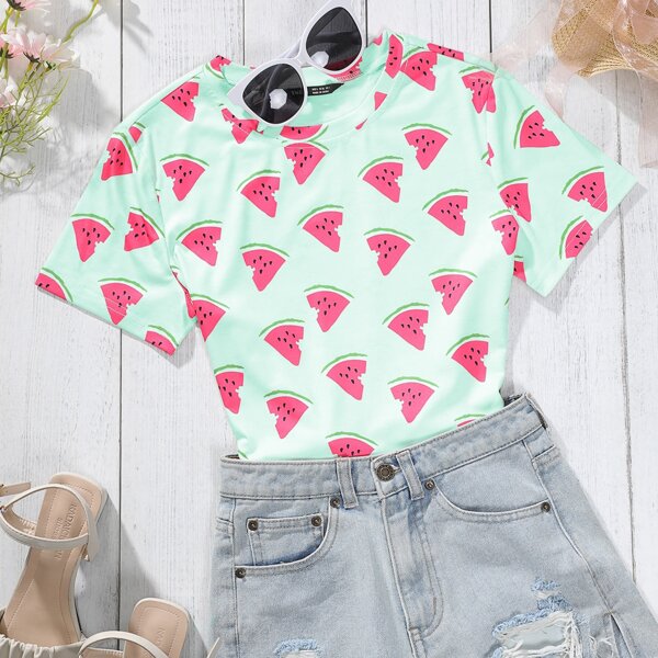 

Watermelon Allover Print Tee, Multicolor
