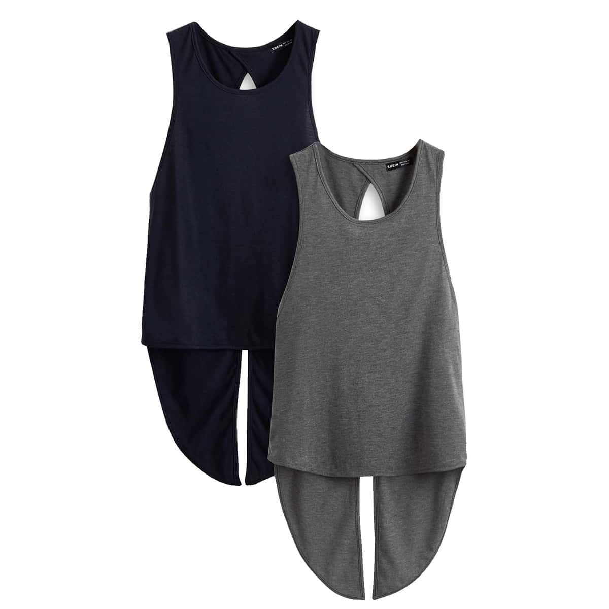 

2pcs High Low Sports Tank Top, Multicolor