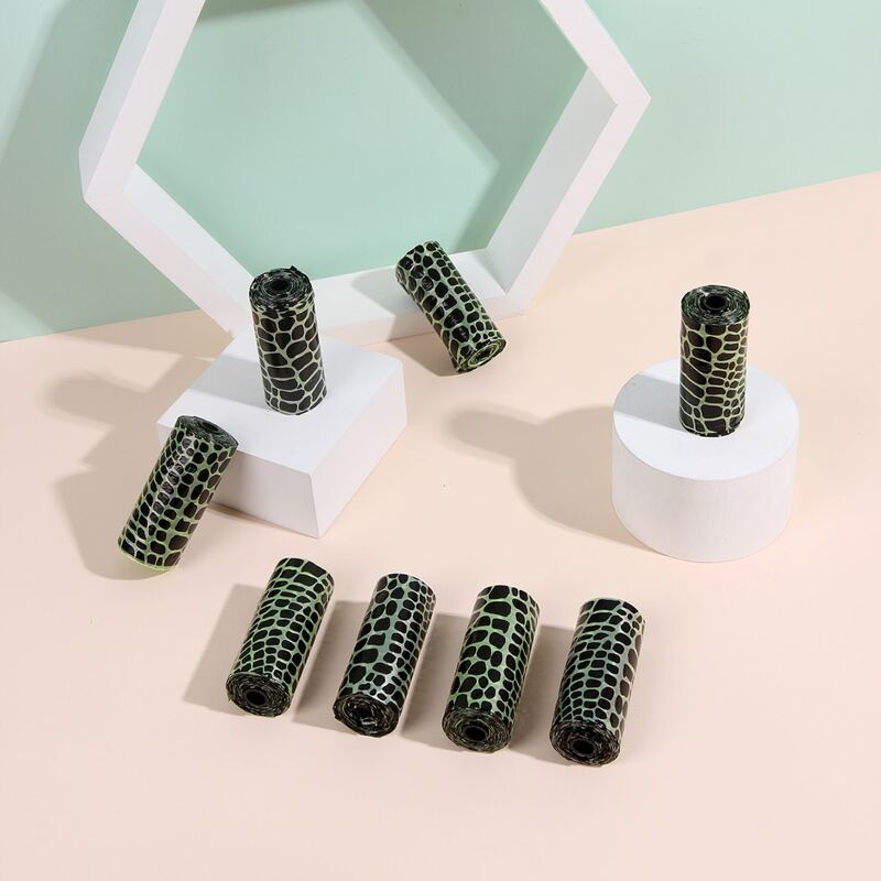 

8pcs Snake Print Pet Poopbag, Green