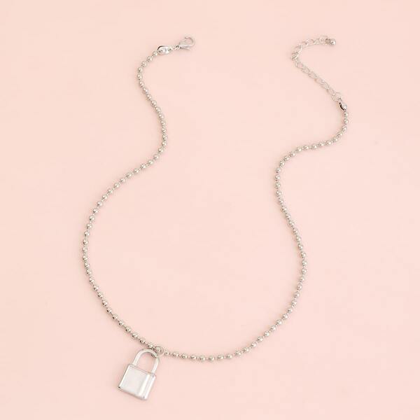 

Girls Lock Charm Necklace, Silver