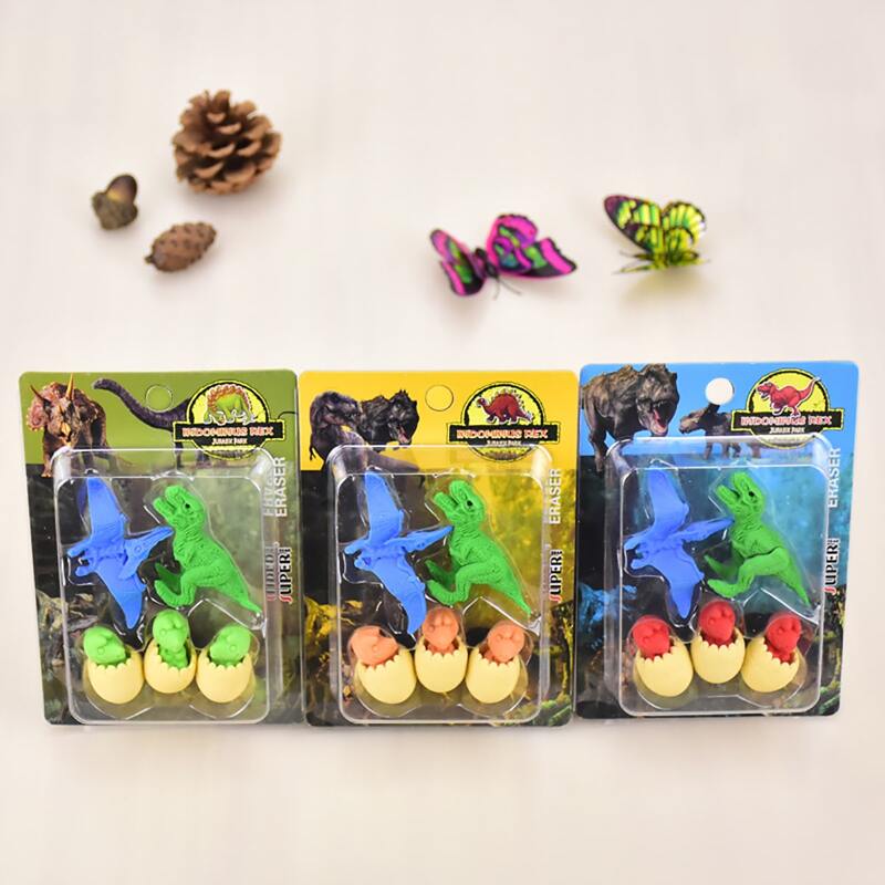 

5pcs Dinosaur Shaped Random Eraser Set, Multicolor