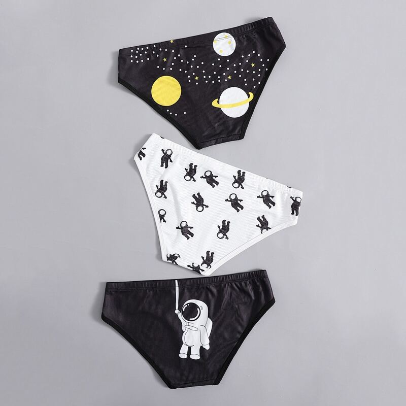 

3pack Astronaut & Planet Panty Set, Black