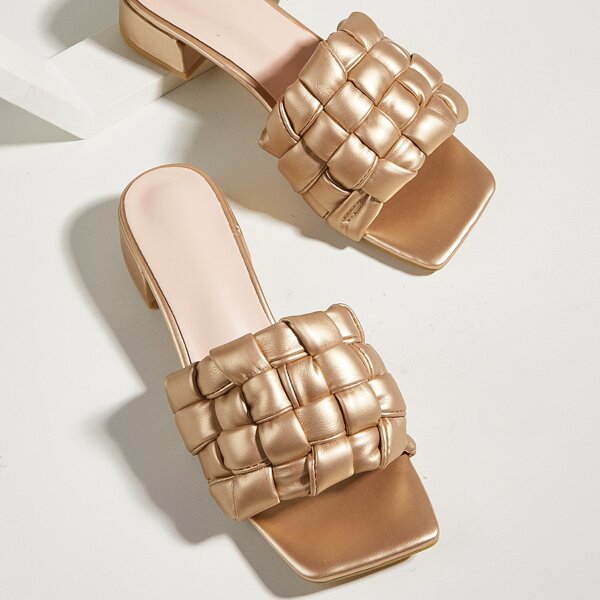 

Braided Design Sandal Mules, Gold