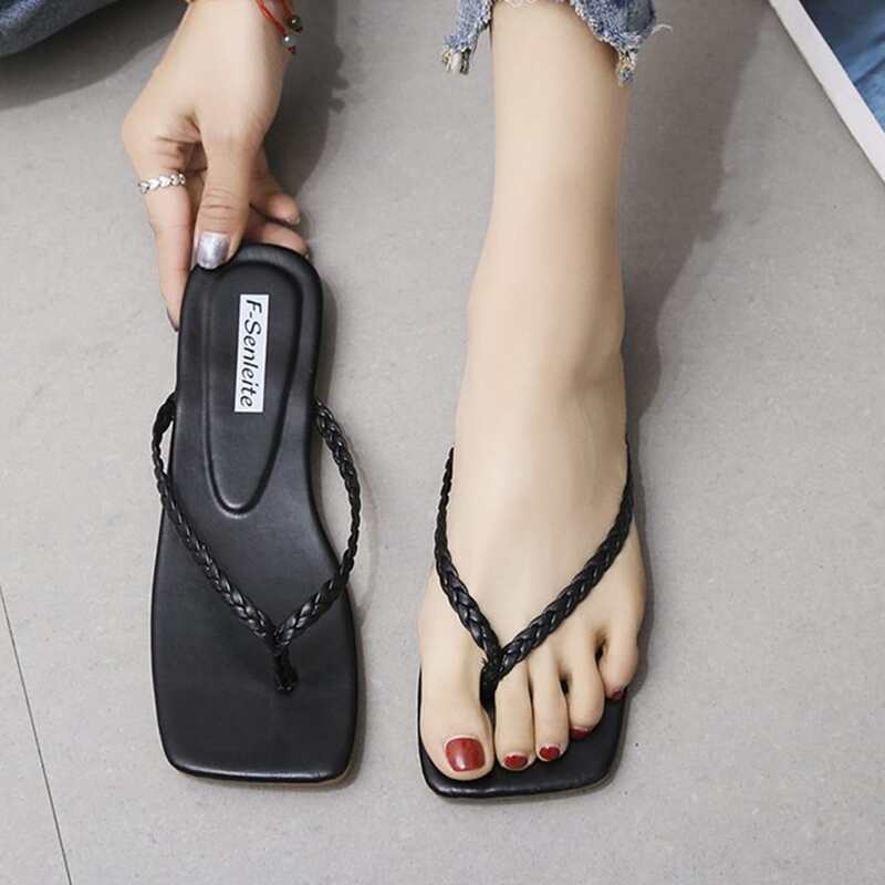 

Braided Thong Sandals, Black