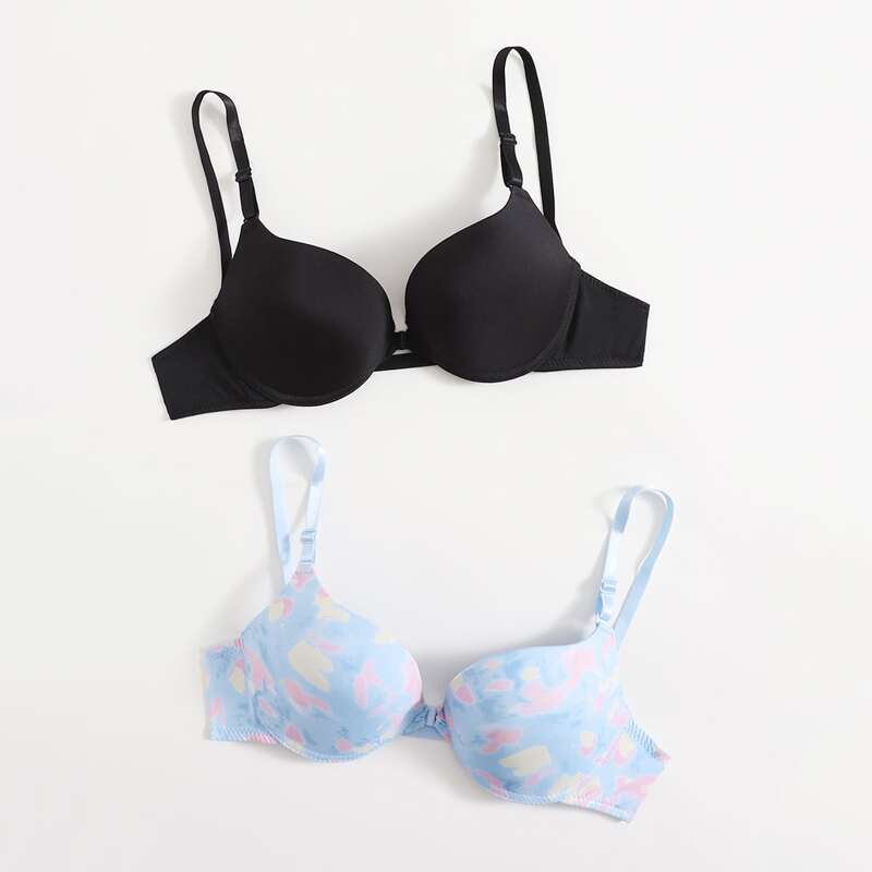 

2pack All Over Print Bra Set, Multicolor