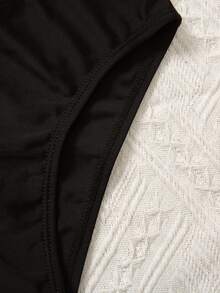 Tween Girl 纯色十字交叉镂空比基尼套装 夏日海滩 - 黑色 - 查看 4