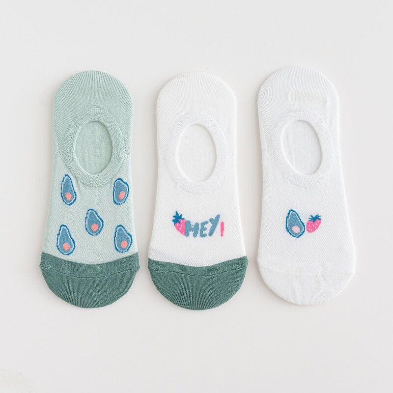 

3pairs Fruit Pattern Invisible Socks, Multicolor