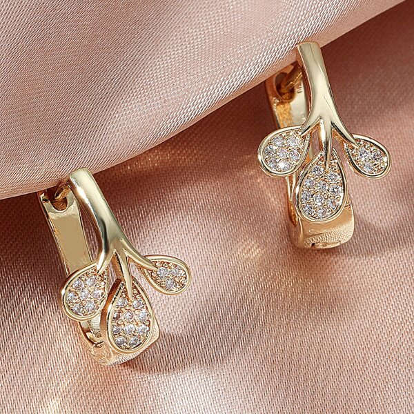 

Zircon Decor Earrings, Gold