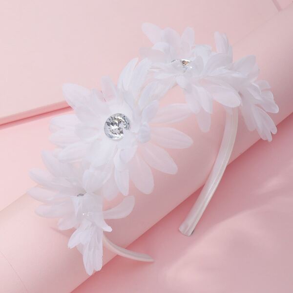 

Toddler Girls Flower Decor Headband, White