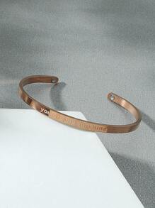 Fashionable and Popular Men Letter Detail Cuff Bracelet Stainless Steel for Jewelry Gift and for a Stylish Look - Rose Gold - View 2