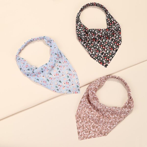 

3pcs Floral Print Hair Band, Multicolor
