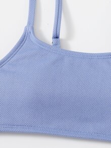 Tween Girl Tie Side Bikini Set Summer Beach - Blue - View 4