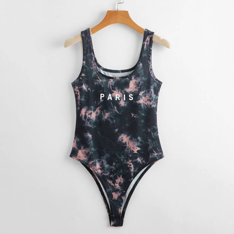 

Letter Tie Dye Bodysuit, Multicolor