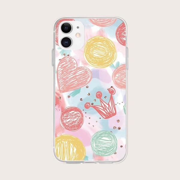 

Heart & Crown Painted Phone Case, Multicolor
