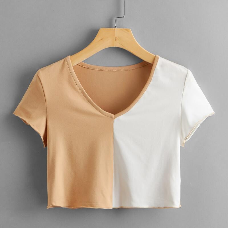 

Two Tone Crop Tee, Multicolor