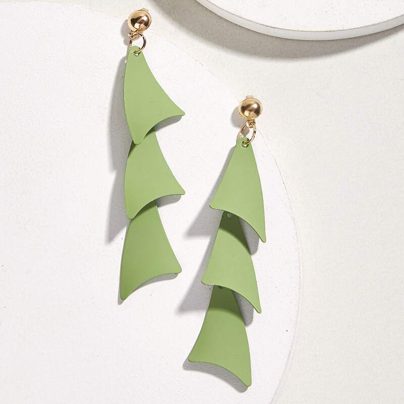 

Geo Drop Earrings, Green