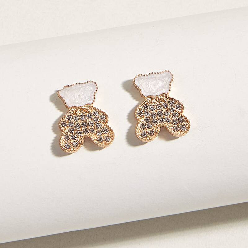 

Bear Rhinestone Stud Earrings, Gold