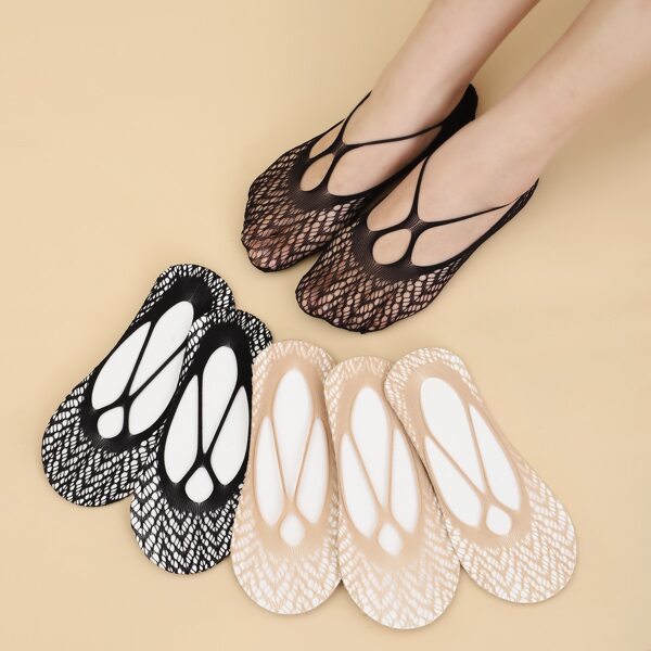 

6pairs Fishnet Invisible Socks, Multicolor