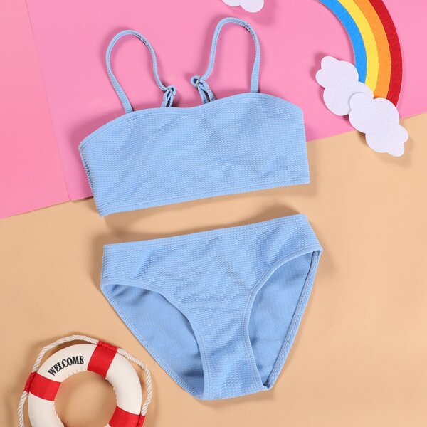 

Toddler Girls Textured Bikini Swimsuit, Baby blue