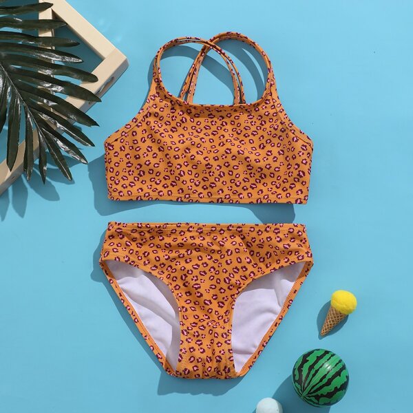 

Toddler Girls Leopard Bikini Swimsuit, Burgundy